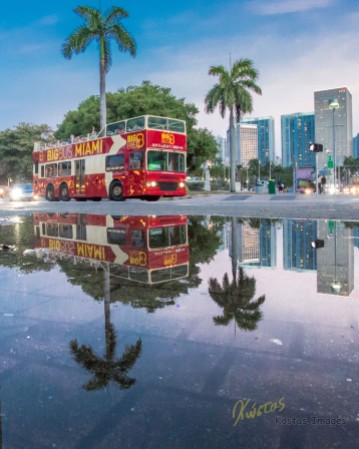 Miami downtown after rain street photography. Time for reflections…