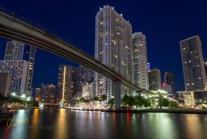 Miami River and bridge long exposure