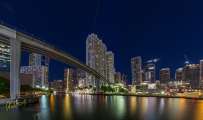 Miami River and bridge long exposure